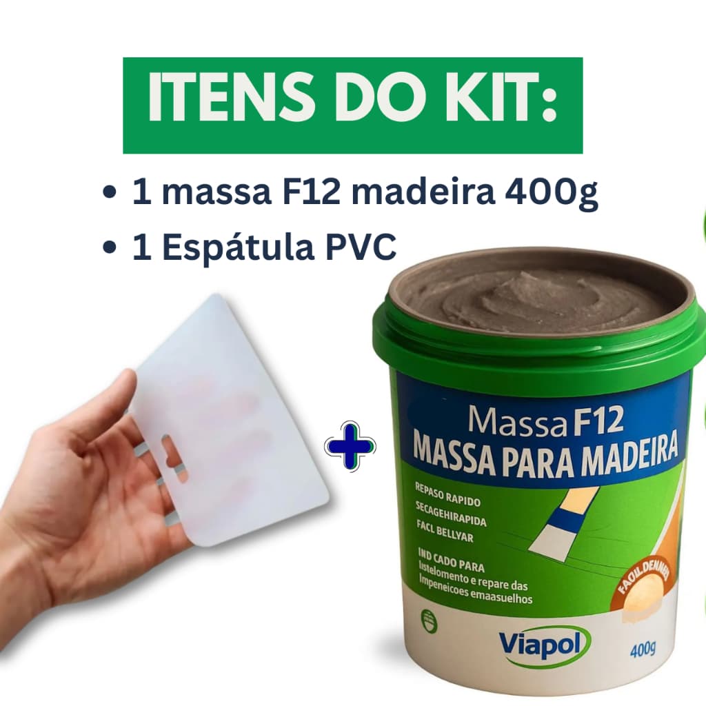 Kit Massa para Correção de Madeira Viapol F12 + Espátula pvc