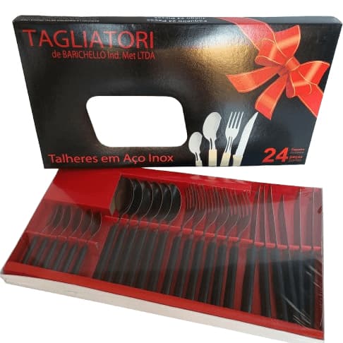 Faqueiro Aço em inox 24 peças jogo de talheres Tagliatori utensílios de mesa