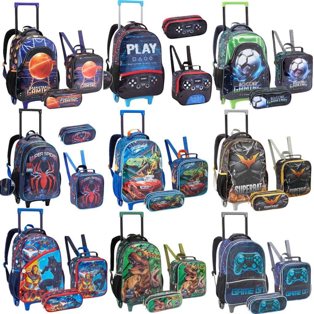 KIT ESCOLAR MOCHILA RODINHA DO MASCULINO INFANTIL-SEANITE