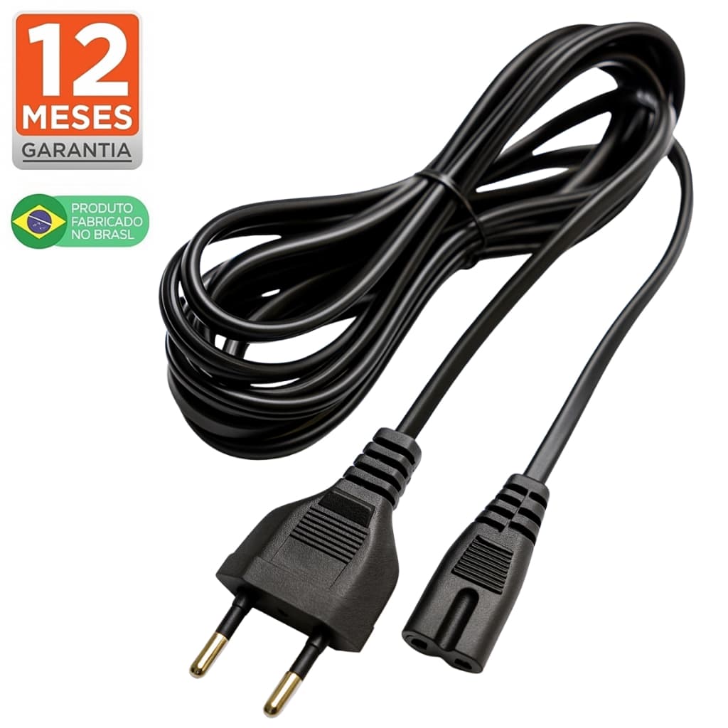 Cabo De Força Bipolar Energia Compatível com Tv Samsung Philco Ps4 Ps5 Xbox Impressoras