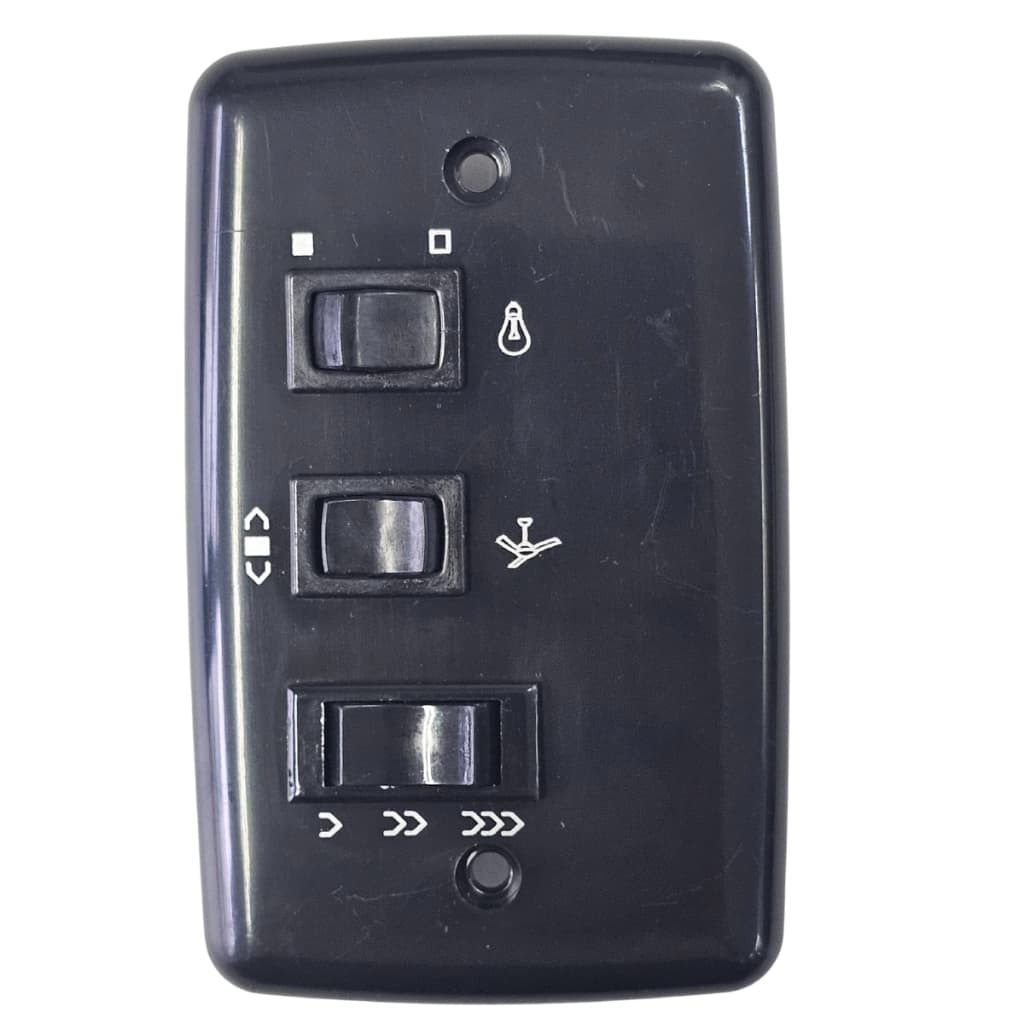 Chave Controle para Ventilador De Teto 4x2 com Capacitor 220v - 1 Interruptor de Lampada Luz Preto