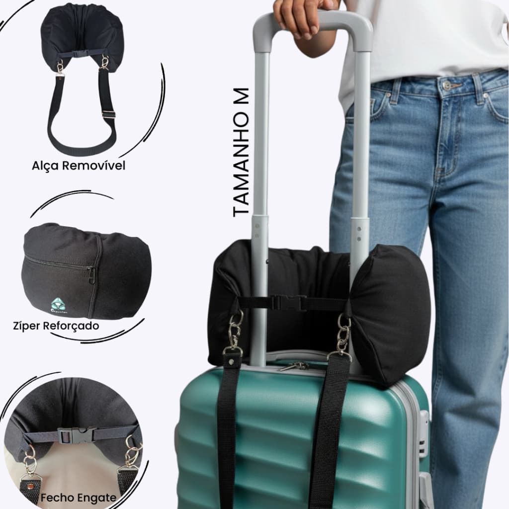 Almofada de Pescoço Recarregável com Roupas – Travesseiro de Viagem Portátil Tamanho M