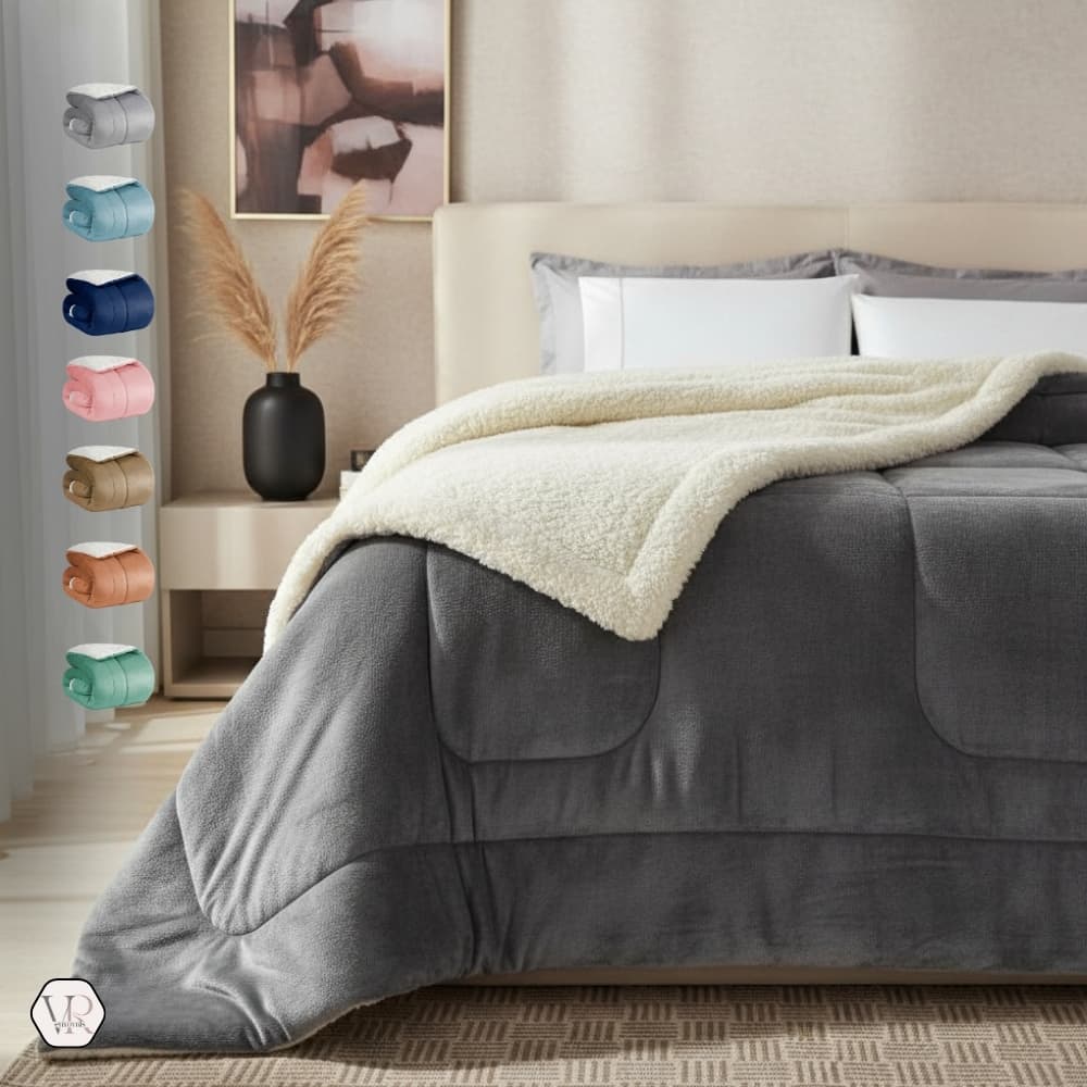 Coberdrom Edredom Sherpa KING Dupla Face Cobertor Manta Felpuda Liso
