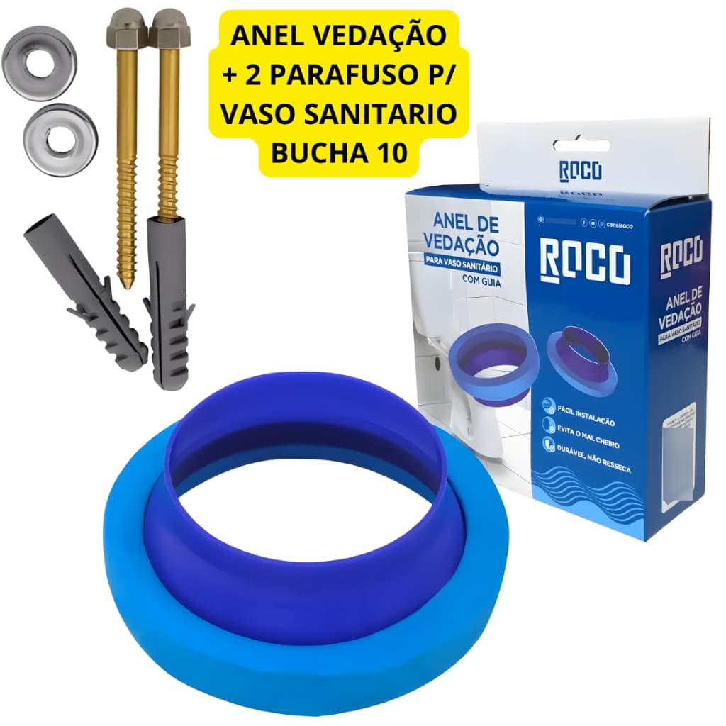 Anel De Vedação Para Vaso Sanitário + 2 Parafusos C/ Bucha 10