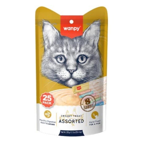 Petisco Gatos Wanpy Truly Creamy Sabores Sortidos Com 25un