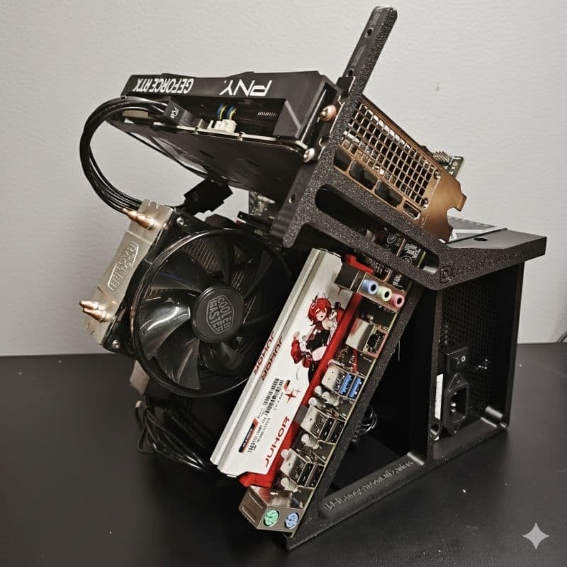 Gabinete Open Frame 3D – Suporte de Bancada para PC – Com Suporte de Placa de Vídeo