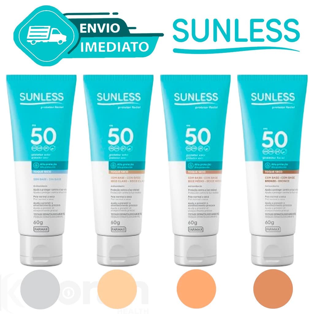 Protetor Solar Facial Alta Proteção FPS 50 Toque Seco Efeito Natural Sunless com Base Envio Imediato