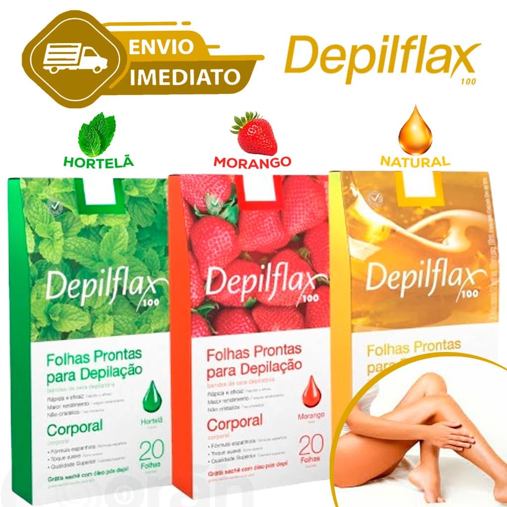 Kit C/20 Folhas Prontas de Cera Depilatória Corporal Facial Depiflax Não Cristaliza Envio Imediato