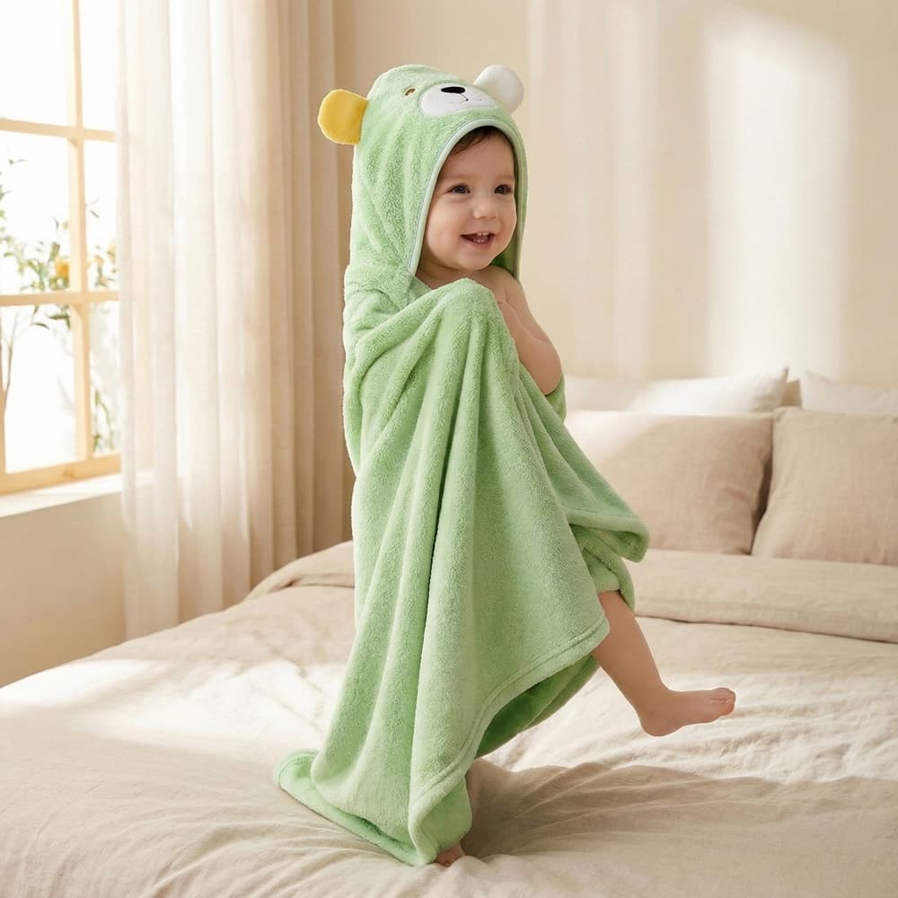 ✨【Novidades】Toalha De Banho Bebê Capuz Roupão Infantil Recém Nascido Criança Bichinho Bordado Absorvente 80 x 80cm