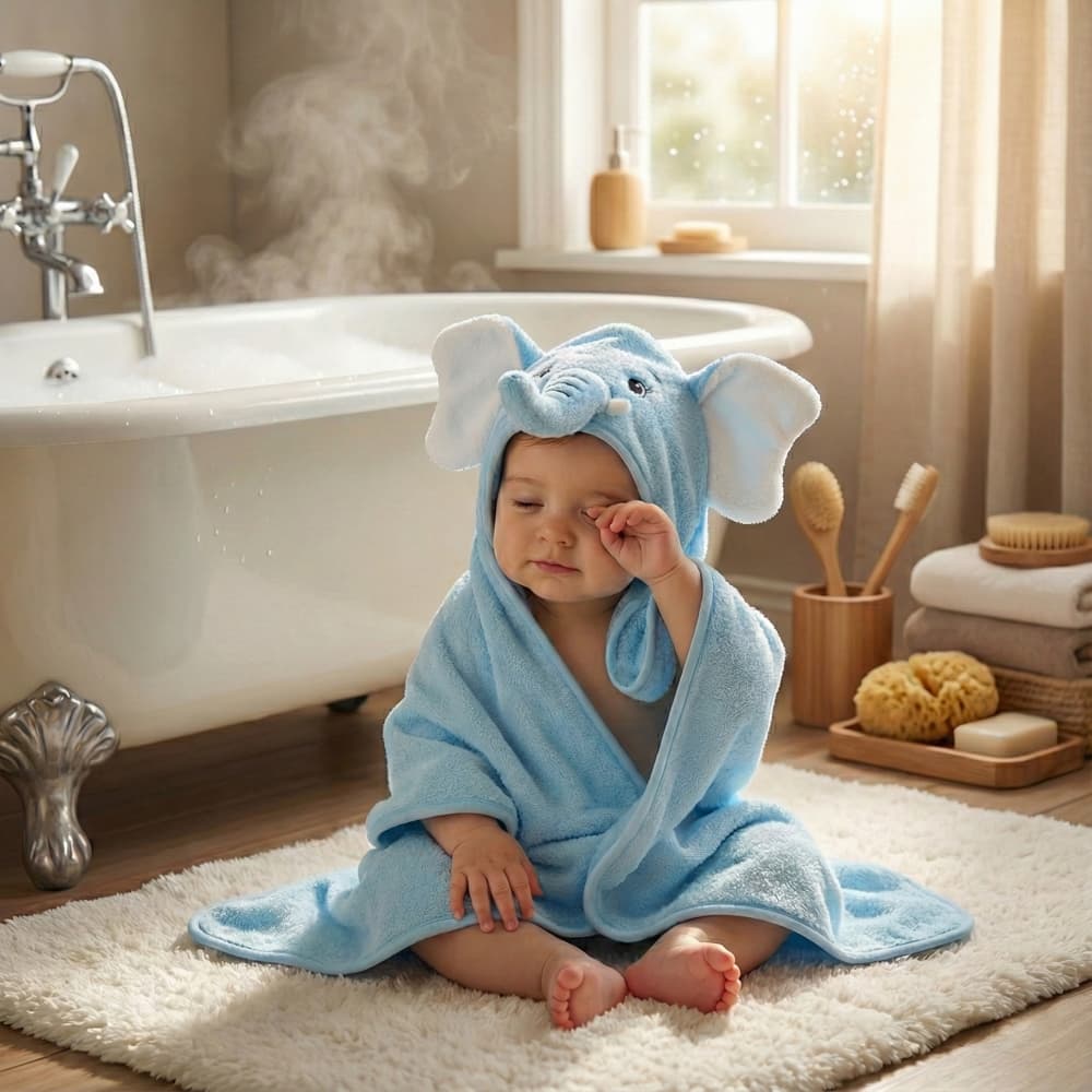 ✨【Novidades】Toalha De Banho Bebê Capuz Roupão Infantil Recém Nascido Criança Bichinho Bordado Absorvente 80 x 80cm