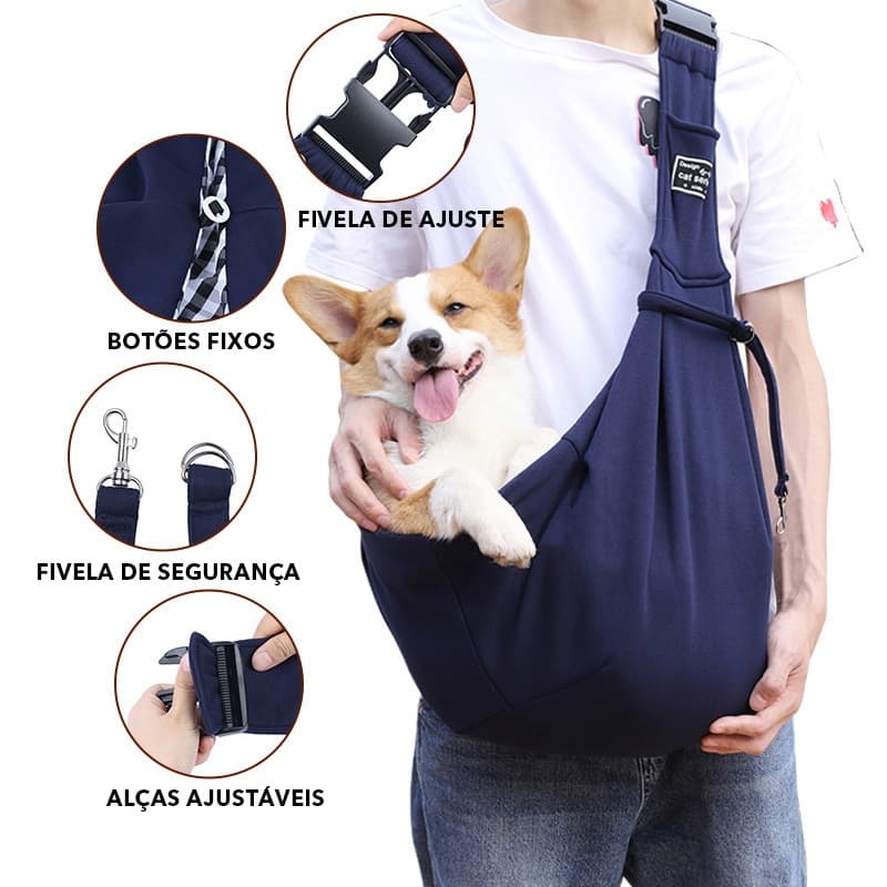 Bolsa de Ombro para Pet Cachorro Gato - Transporte Passeio Portátil Seguro Confortável para Pequenos/Médios Pets