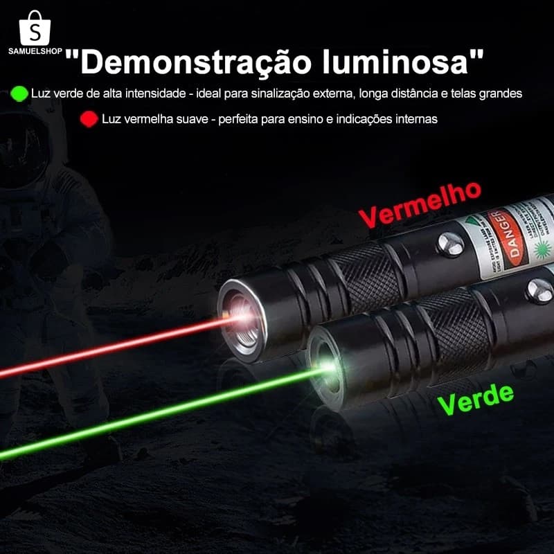 Caneta Laser Verde Recarregável , Pointer com Bateria e Chave de Segurança, Alta Visibilidade #Laser 303