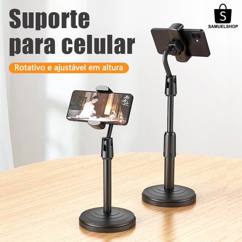 Tripé para Celular, Suporte Ajustável 360°, para Selfies e Vídeos, Tripé de Mesa