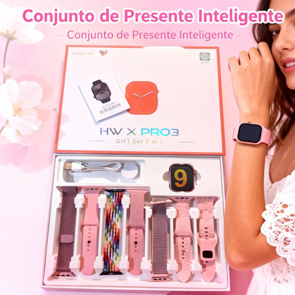 Smartwatch feminino relógio inteligente  À prova d'água digital esporte HWXPRO3 Nfc Android iOS