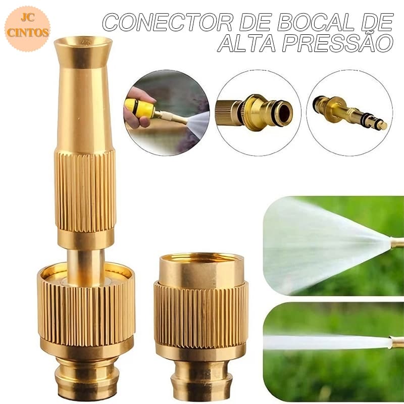 Bico de Mangueira Esguicho de Água Alta Metal Pressão Limpeza Pesada e Irrigação Eficiente