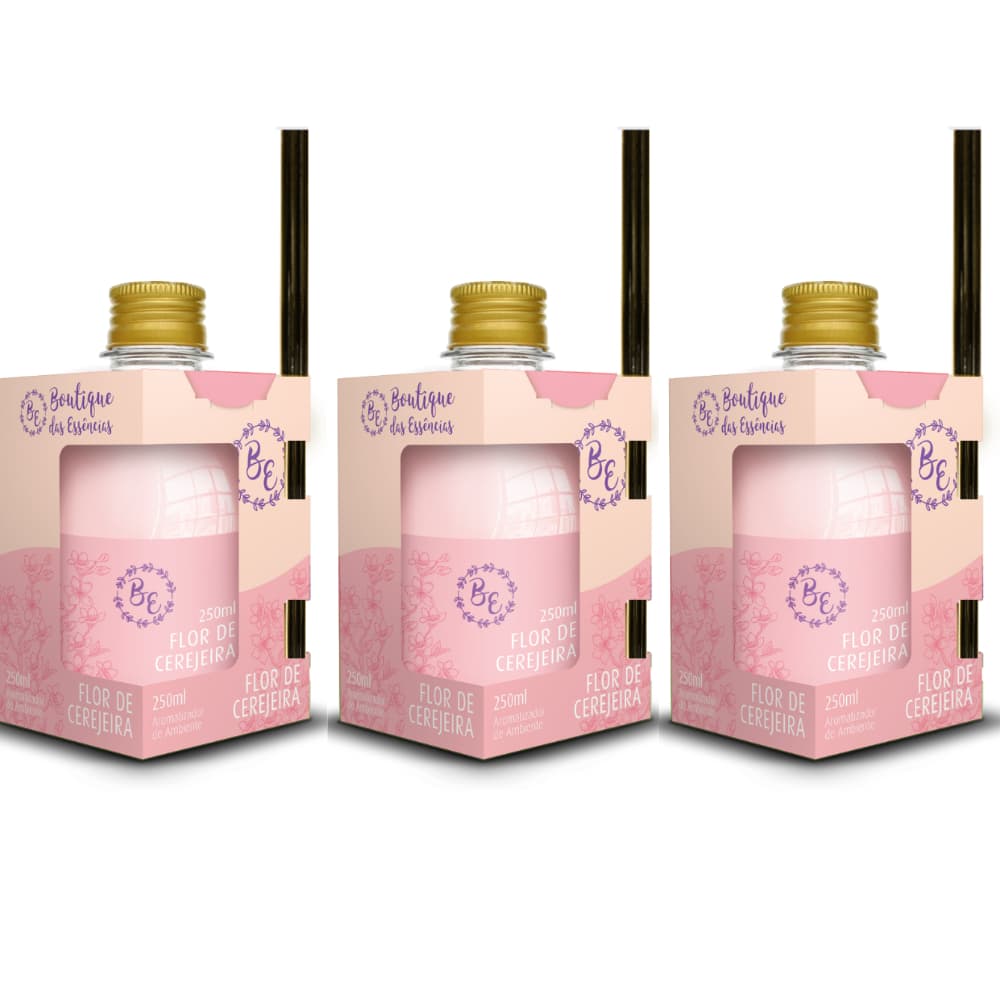 3 Difusor/Cheirinho De Ambiente 250ml Boutique Flor De Cerejeira