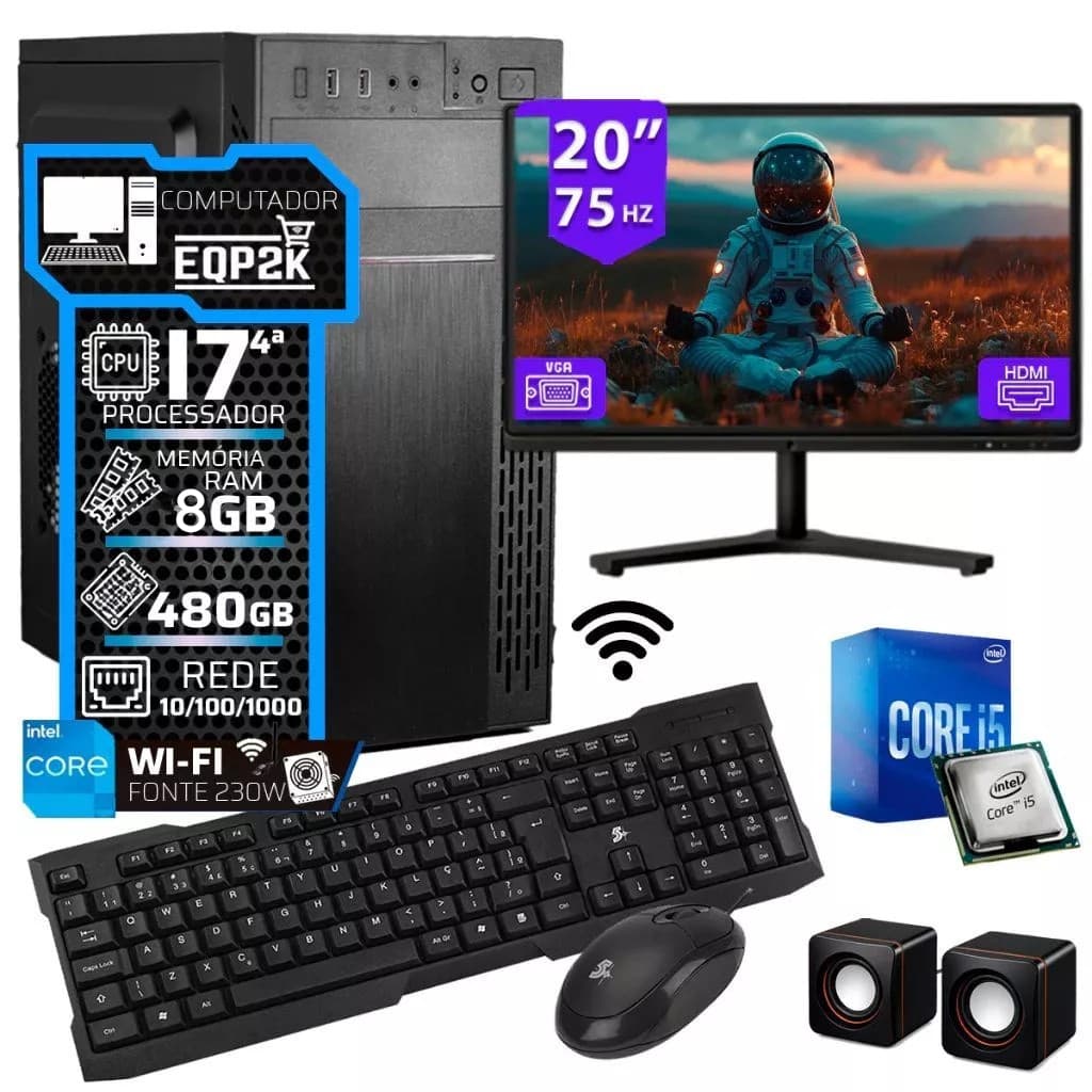 Computador Intel Core I7 4°geração Hd 480gb 8gb Memória Ram Monitor 20