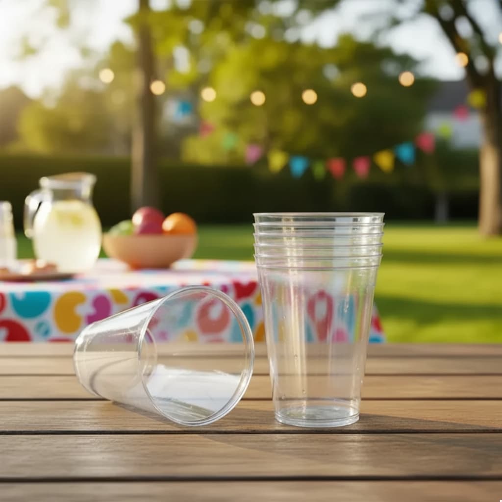 100 Copos Acrílico 300ml Reutilizável Lavável Cristal Transparente para Festas e Eventos