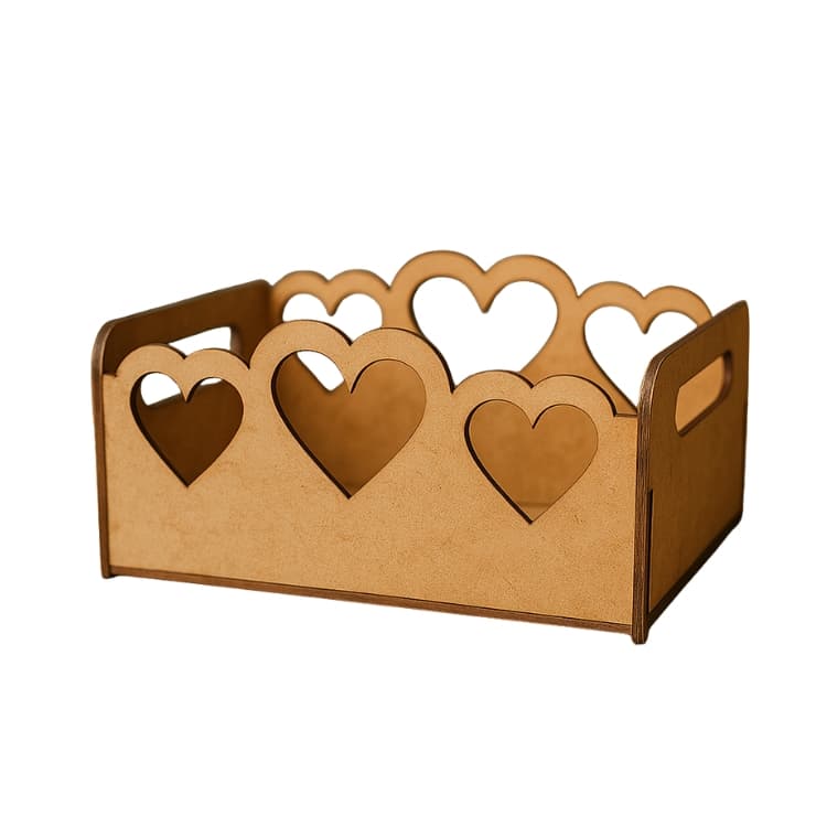 Kit 10 Caixote MDF Cru 15x10x6 3 Coração para Brindes Lembrancinhas Chocolate Café Empresa Feminino Masculino