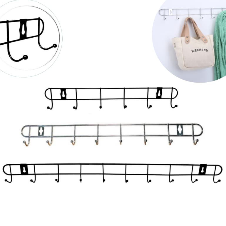 Suportes 6 I 8 I 10 Ganchos Preto Cromado Cabideiro Aramado Cabide de Parede Porta
