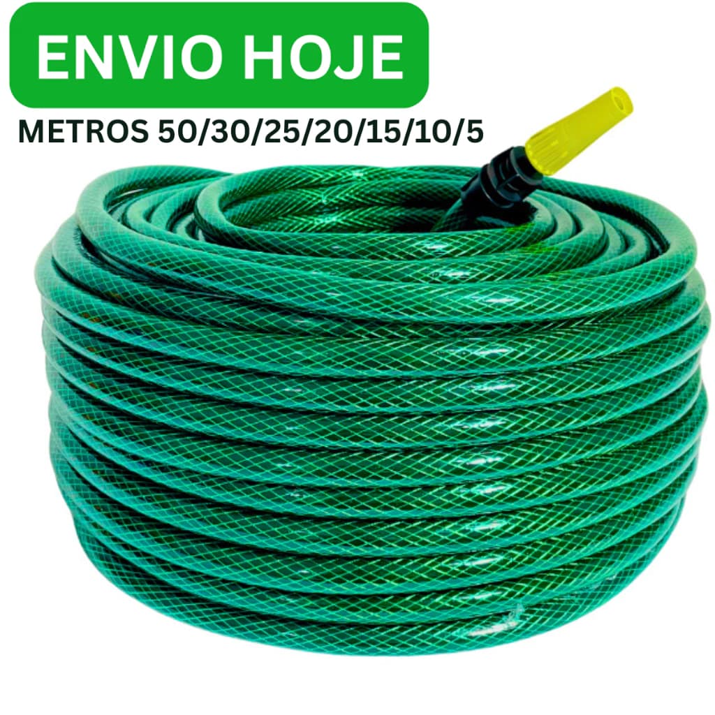 Mangueira De Jardim Trançada Reforçada Metros Completa Limpeza Quintal Verde