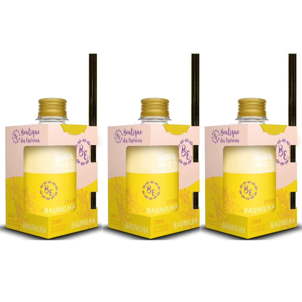 3 Difusor/Cheirinho De Ambiente 250ml Boutique Baunilha