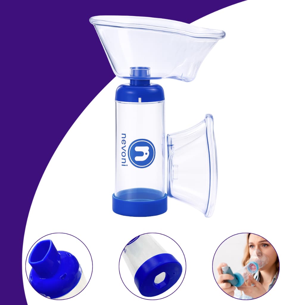 Espaçador Bi-Valvulado Bombinha De Asma Bronquite Infantil Adulto Mascara - Nevoni