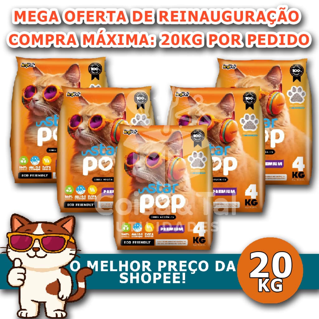 Kit de 20kg areia higienica sanitaria premium argila natural absorvente para gato ecologica sem odor
