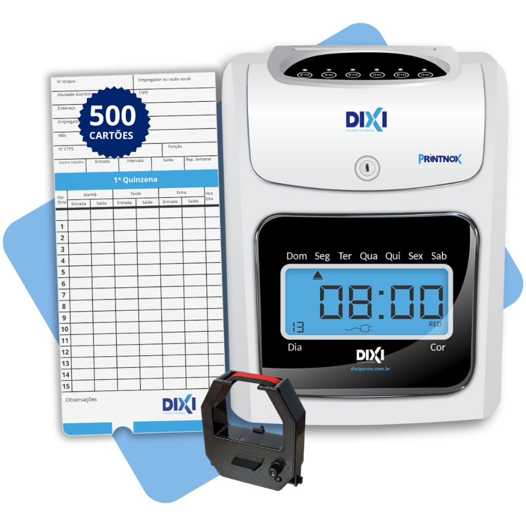 Relogio de Ponto Eletrônico Printnox + 500 Cartões de Bater Ponto Cartolina Marcador Manual