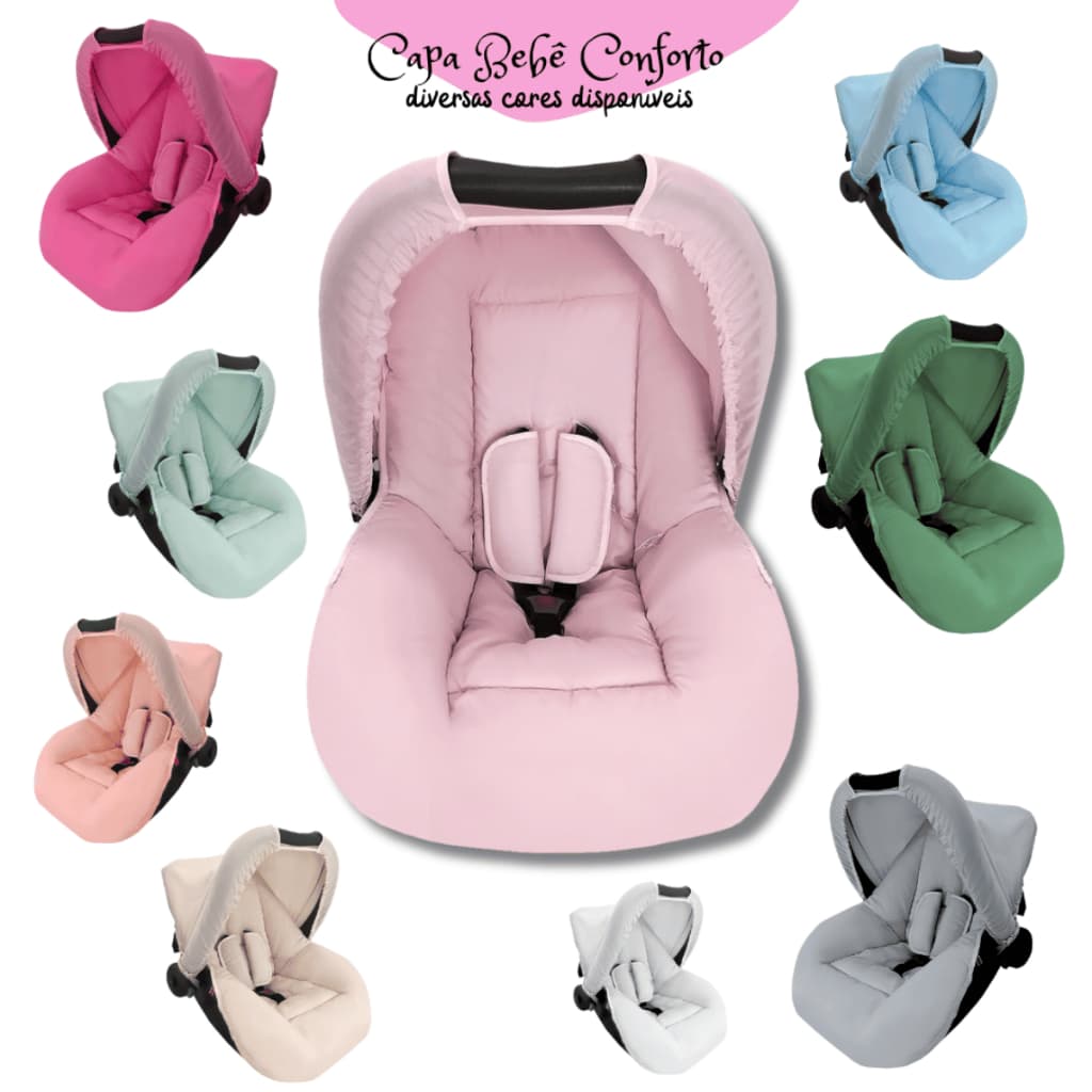 Capa para Bebê Conforto, Capota Solar e Protetores de Cinto - Varias Cores