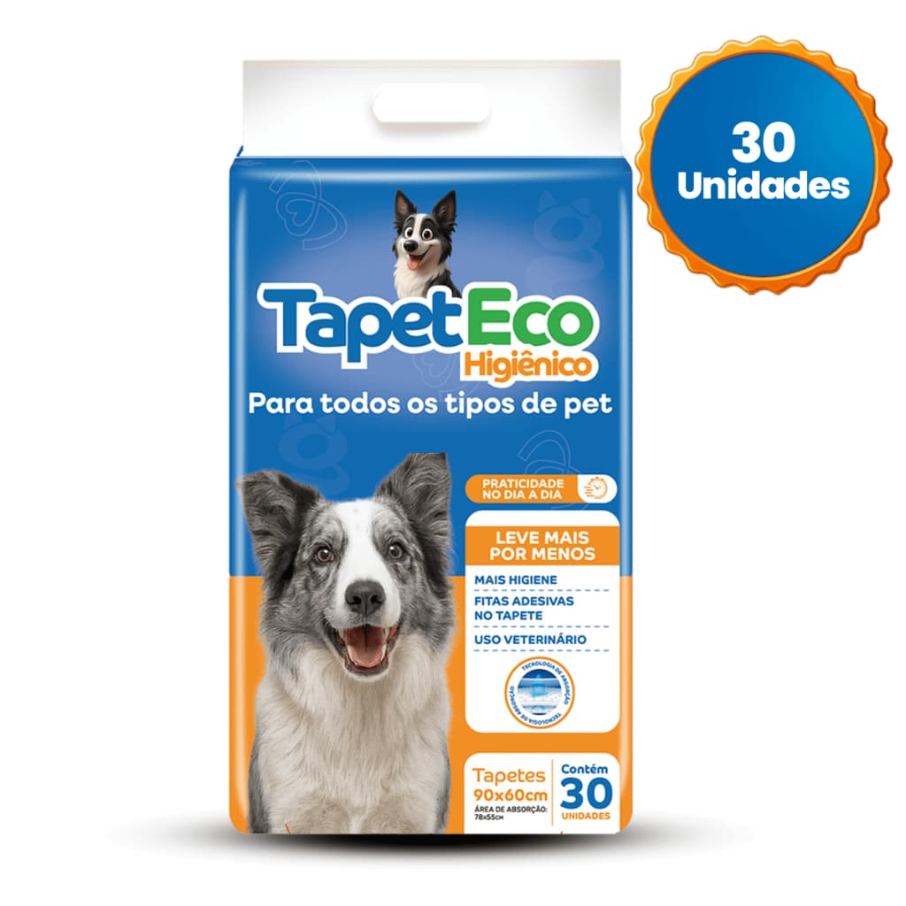 Tapete Higiênico Para Câes 90x60 Pet Alta Absorção Adesivo 30 Unidades TapetEco Envio Imediato