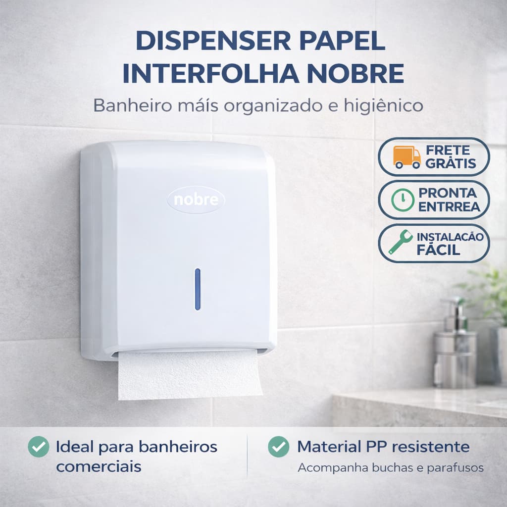 Dispenser Suporte Papel Toalha Interfolha Nobre | Uso Comercial | Banheiro Parede