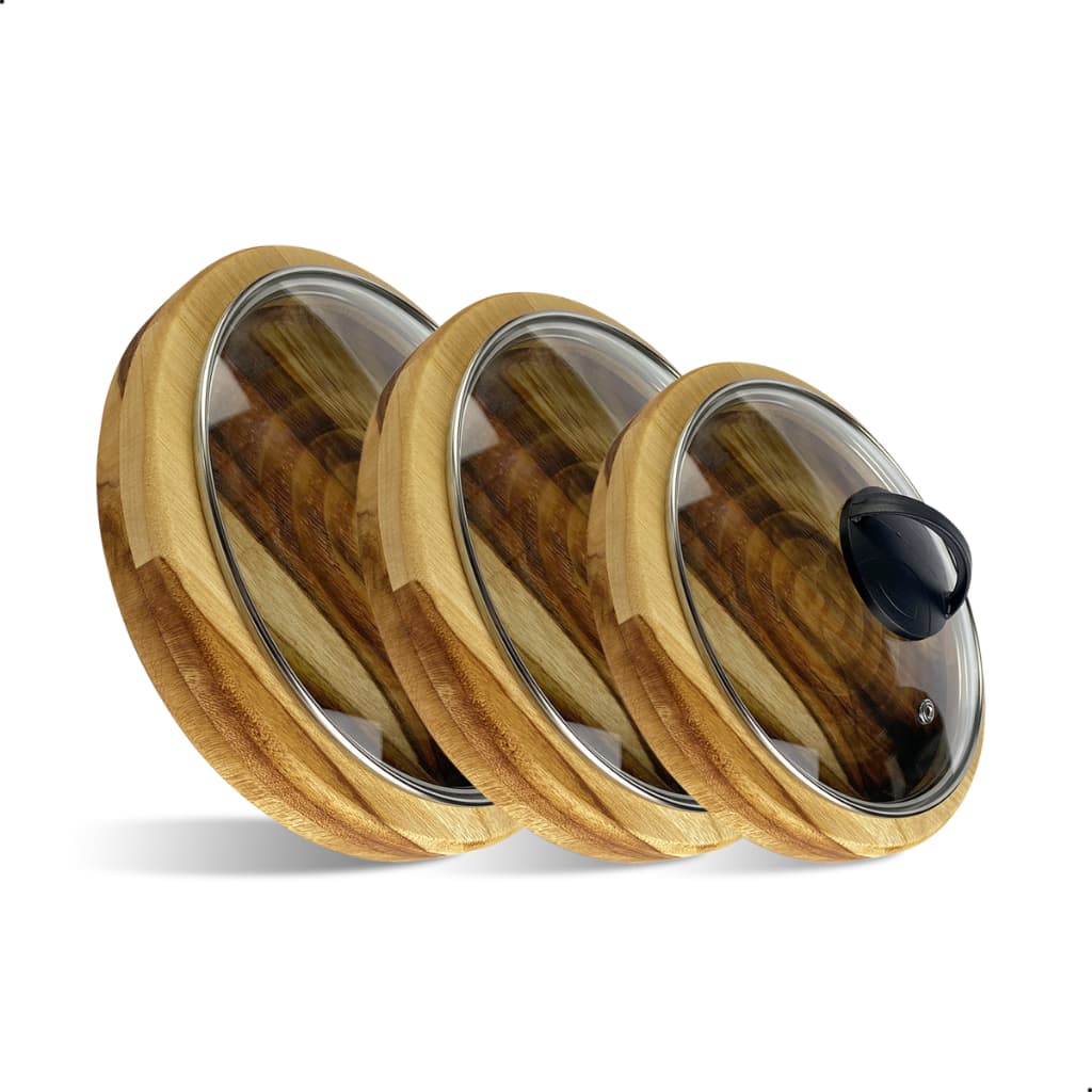 Trio Gamela Madeira Com Tampa Servir Carnes Churrasco Salada Frios