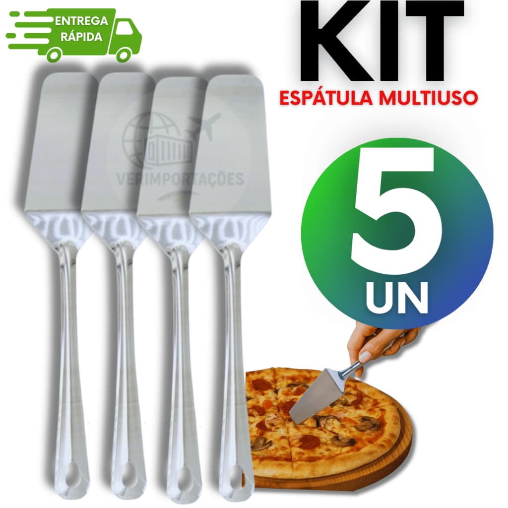 Kit  5 Espátula Para Bolo Aço Inox Torta Salgado Multiuso Utensilio Cozinha Linha Premium Utilidades