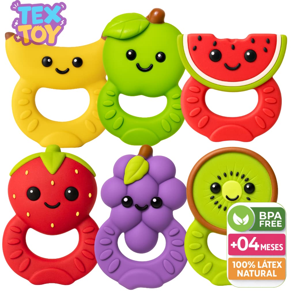 Mordedor Frutinha Bebê 100% Natural Macio Alívio Gengiva Livre de BPA Colorido Divertido Brinquedo Banho Textoy Presente