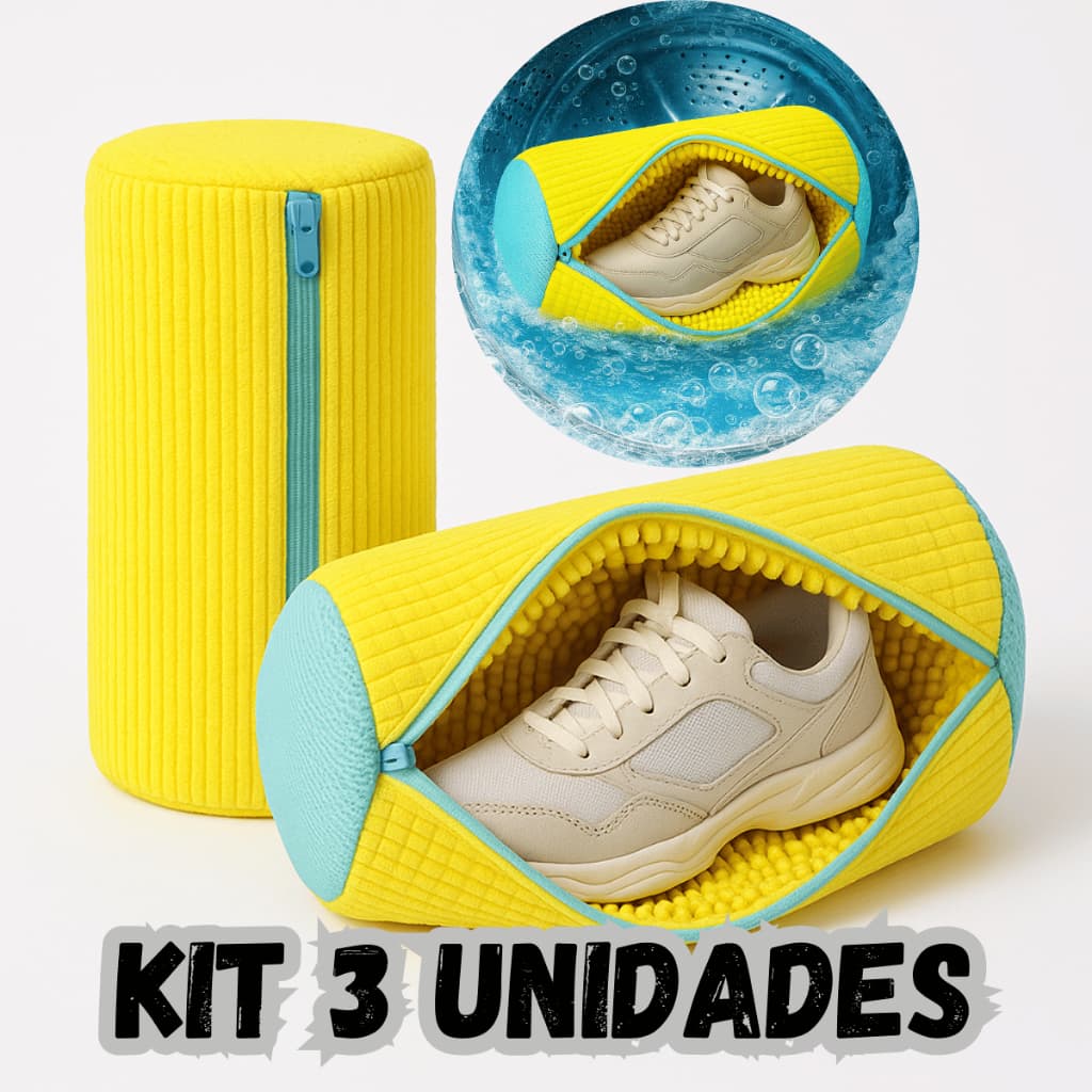 Kit 3 a 1 Bolsa de Lavar Tênis Sapatos Malha Lavanderia Anti Deformação