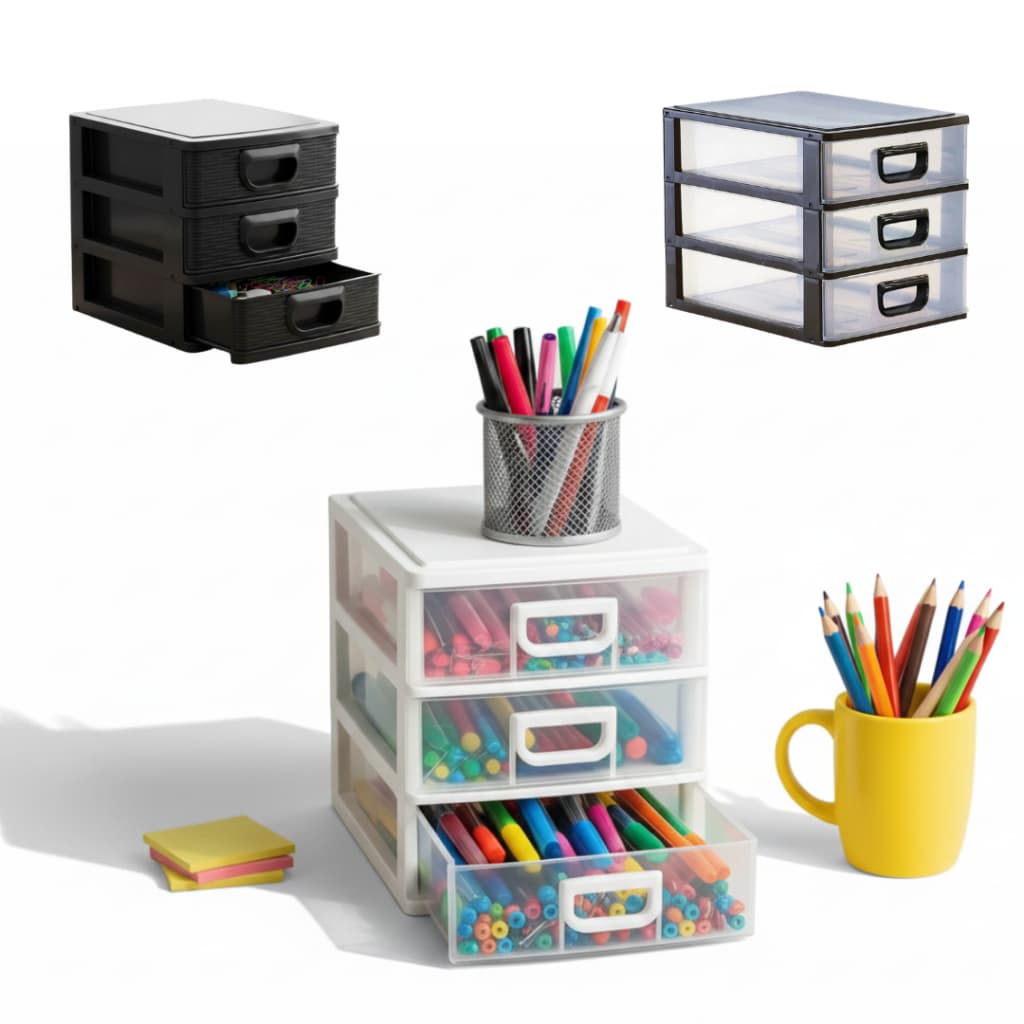 Super Porta Tudo 3 Gaveta Organizador para Escritório, Joias e Material de Costura