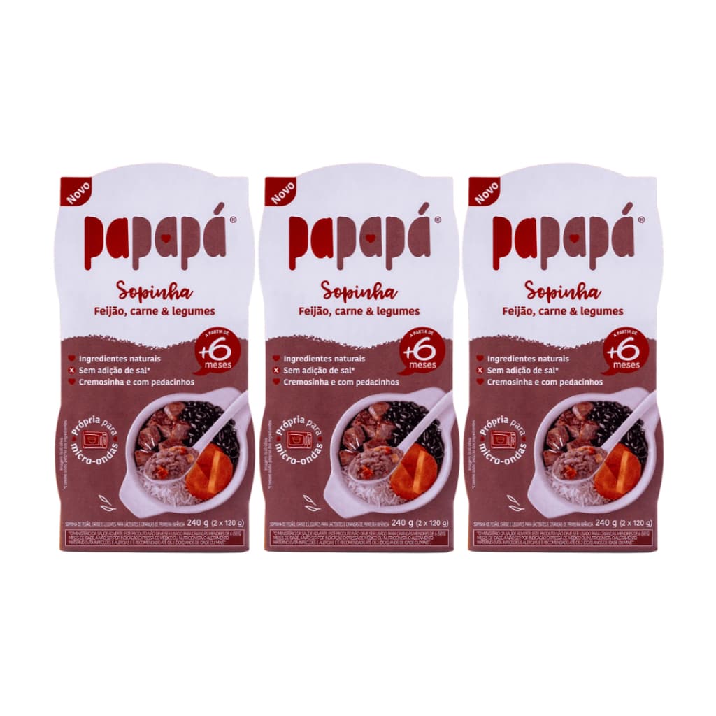 Papapá Kit 3 Sopinhas Orgânicas 4 Sabores Diferentes 240g
