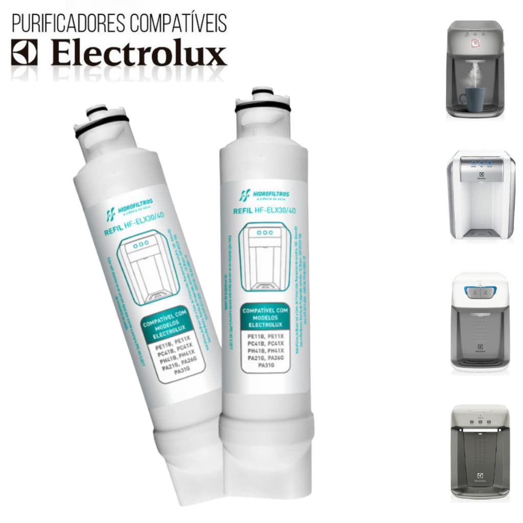 Kit 1 ou 2 Refil Compatível Purificador Electrolux PE11X PE11B PA21G PA26G PA31G PC41B PC41X PH41B