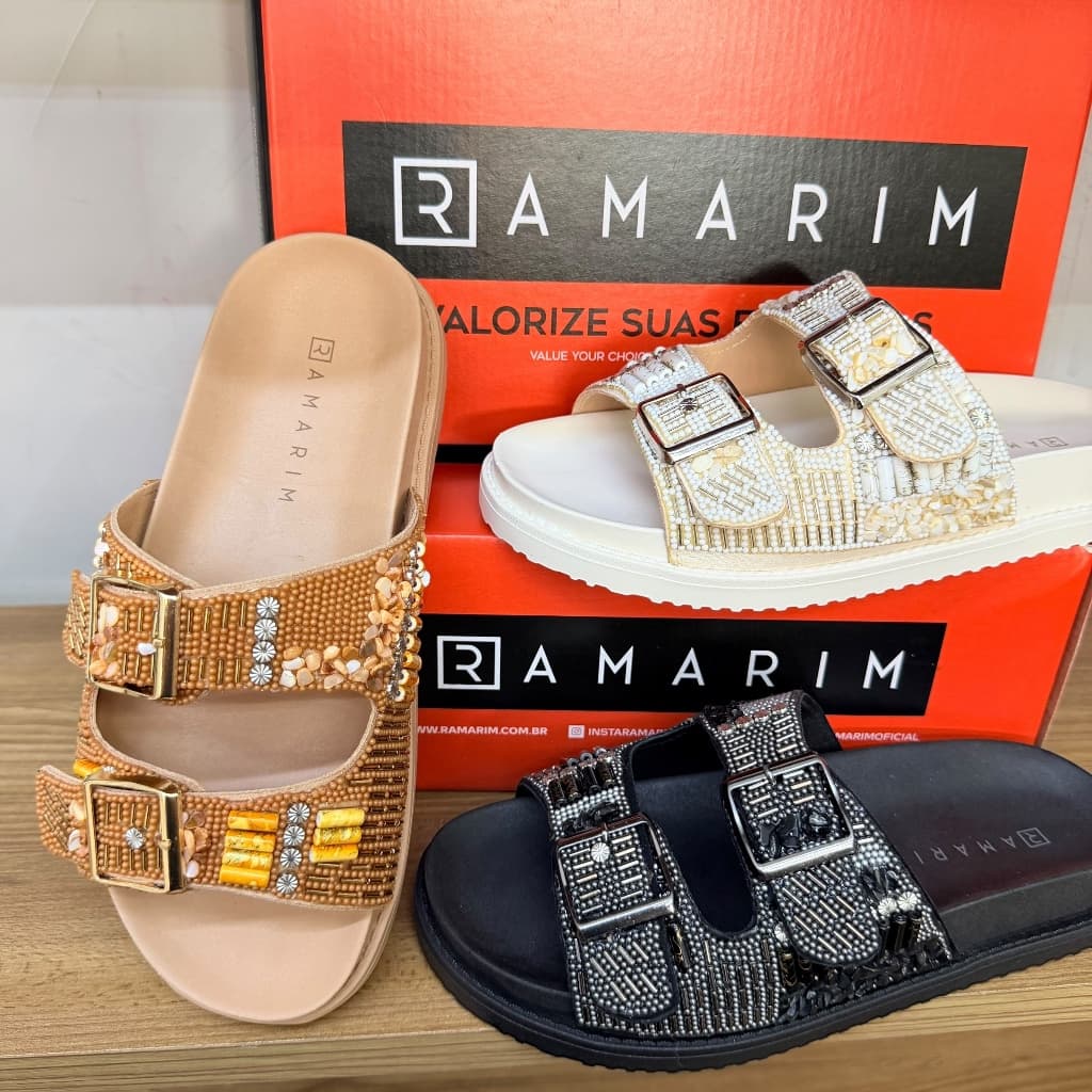 Sandália RAMARIM 2025 ORIGINAL Birken pedraria confortável casual lançamento