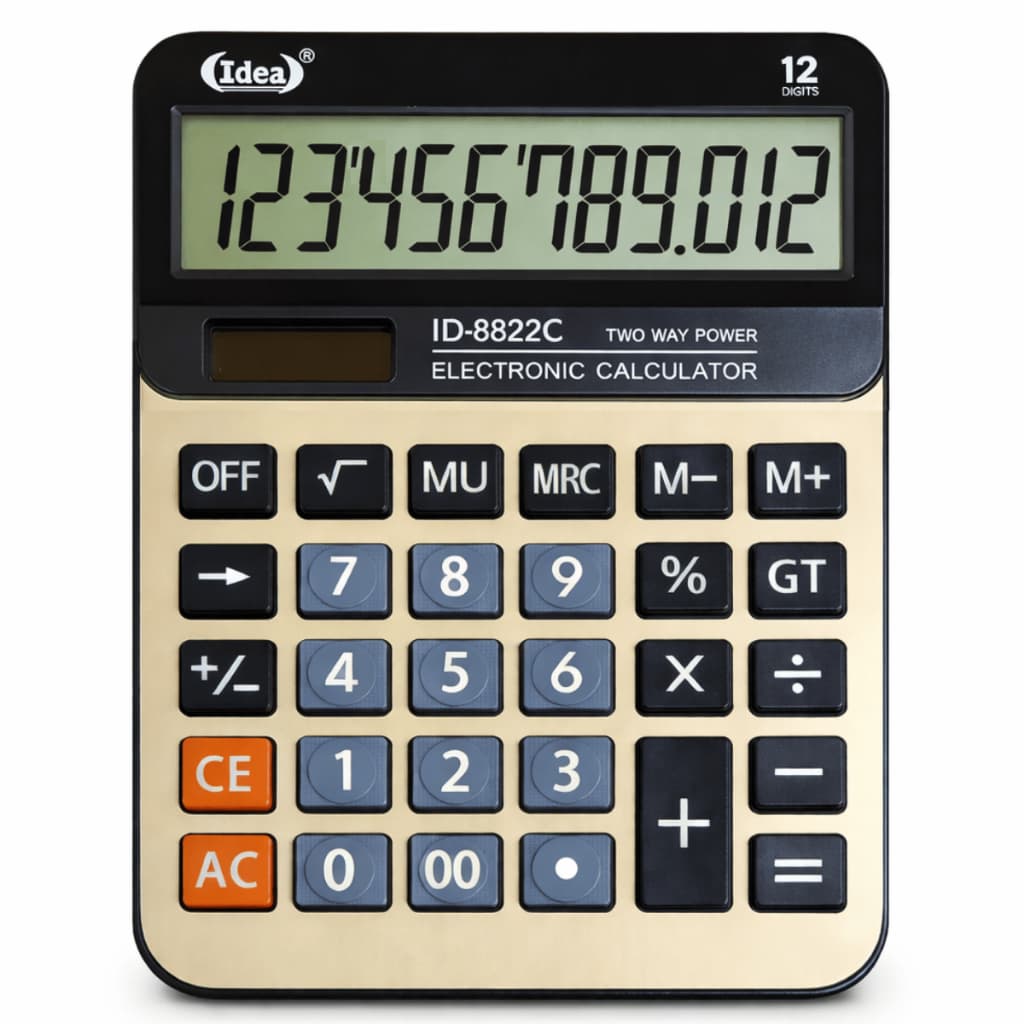 Calculadora Grande 12 Dígitos Display Claro Para Mesa de Escritório