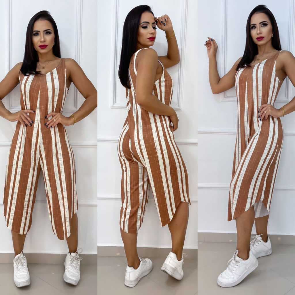 Macacão Macaquinho Pantacourt feminina de Festa Noite Frente e Verso Alça Moda casual black friday