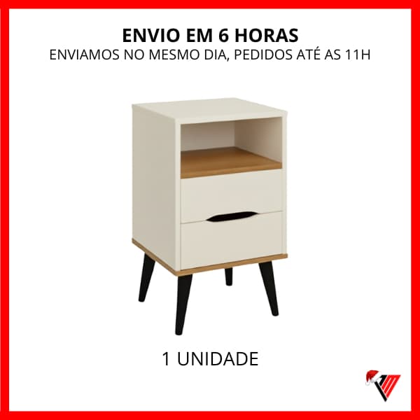 Mesa de Cabeceira OLD Moderna Nicho 2 Gavetas - Unidade Cores
