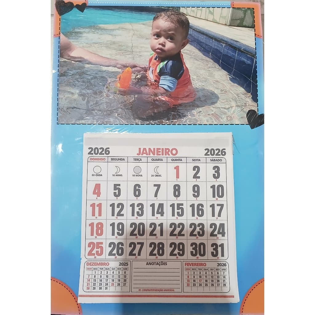 Calendário fotográfico 20x30 com foto