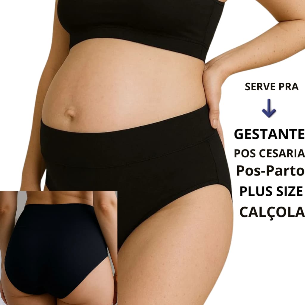 kit calcinhas cós alto gestante gravida pós parto diversas cores