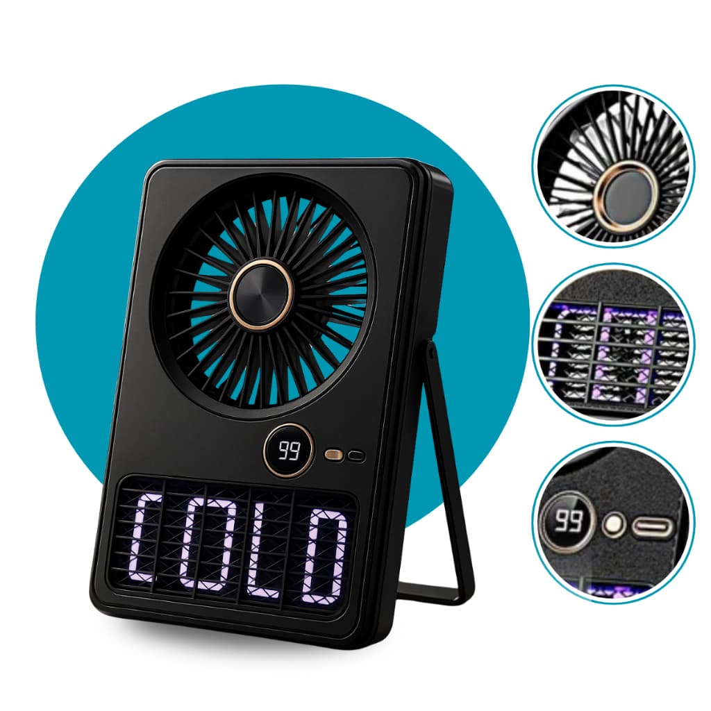 Ventilador Portátil USB Recarregável | Mini Ventilador de Mesa/Mão com 3 Velocidades