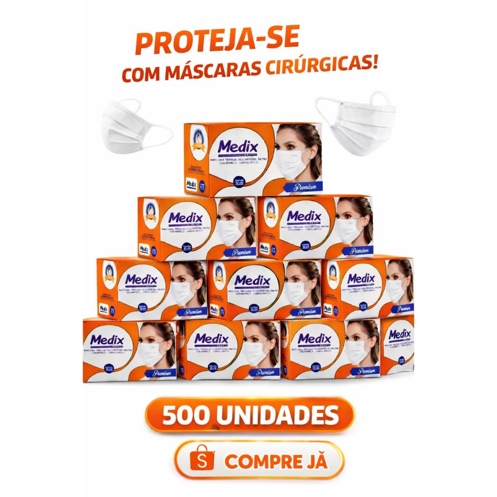 Kit 10 caixas Mascara branca descartavel cirurgica tripla com filtro e anvisa