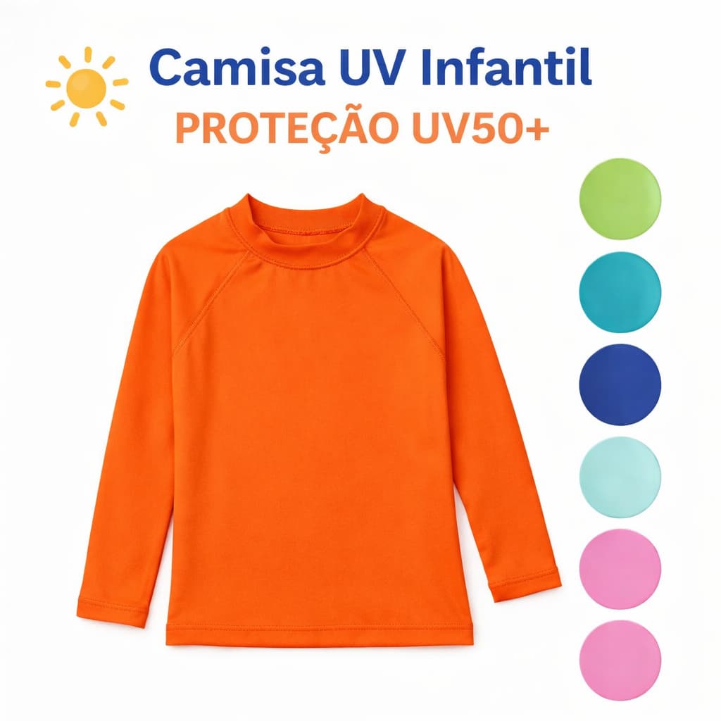 Camisa Proteção Solar UV50+ Infantil Premium – Moda Bebê e Juvenil 1 a 12 Anos