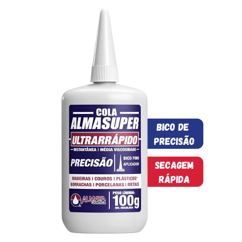 Cola Instantânea Almasuper 100g | Bico de Precisão | Secagem Rápida