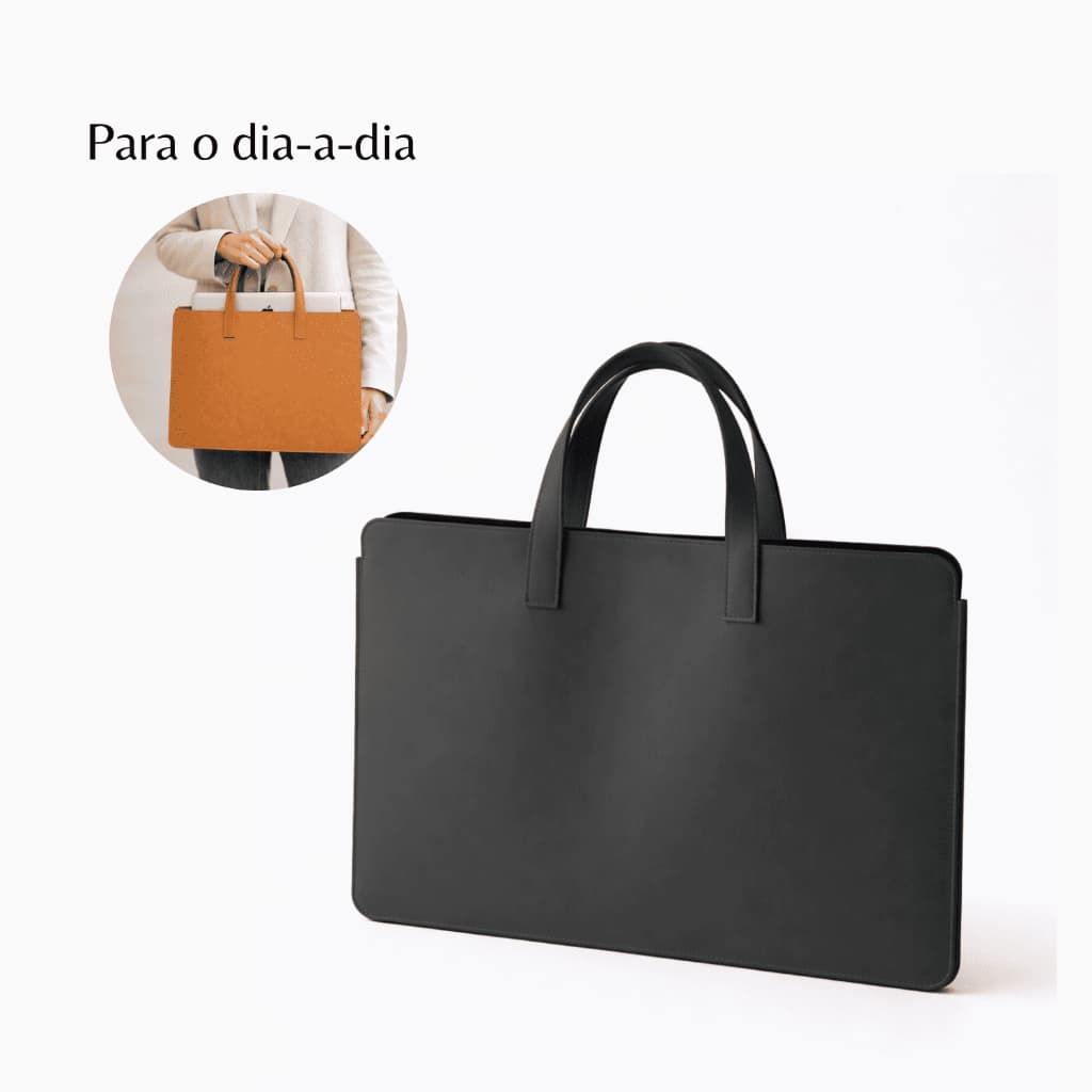 Sacola com Alça Pasta Para Notebook Couro Preto Premium